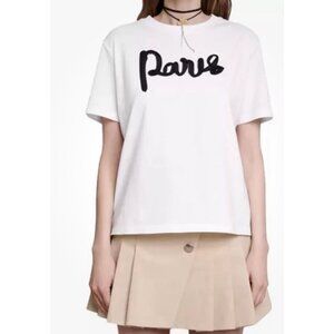 Maje White Tee with Black Paris Print